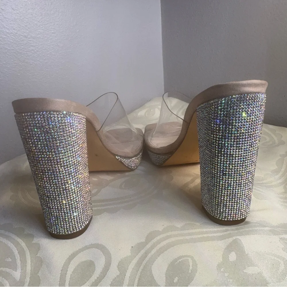 Liliana Ashley 3 Sparkling Silver Heels with Clear Strap